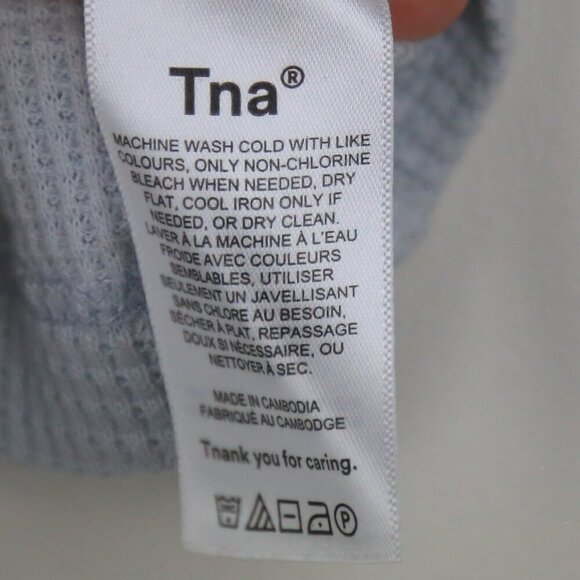 Aritzia Tna Cropped Grey Mock Neck Pullover Thermal Top Size Small - Picture 6 of 7